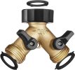 Hose Splitter 2 Way Heavy Duty Brass Water Hose Splitter with Comfortable Grip Y Hose Splitter 2 Way Metal Body for Outdoor and Indoor Use