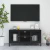 TV Stand Black 41.3"x13.8"x20.5" Steel and Glass