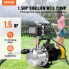 VEVOR Shallow Well Pump Portable Jet Pump w/ Auto Controller 1.5HP 1200GPH 164ft