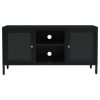 TV Stand Black 41.3"x13.8"x20.5" Steel and Glass