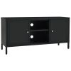 TV Stand Black 41.3"x13.8"x20.5" Steel and Glass